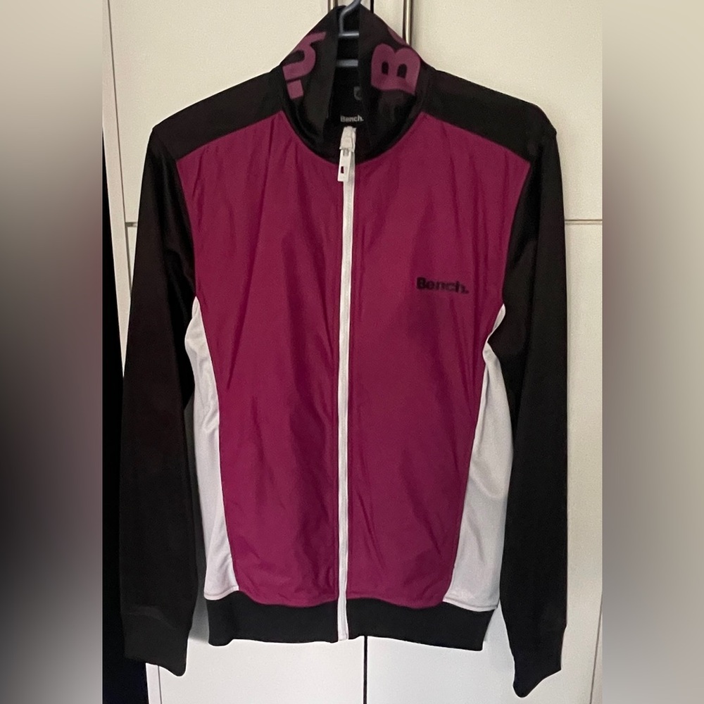 Men’s Pink Black White Bench Softshell/Track Jacket –Lightweight Zip-Up, Size S